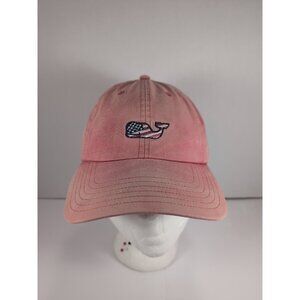 Vineyard Vines Cap Faded Distressed Pink Cotton Strap Stars And Stripes Whale